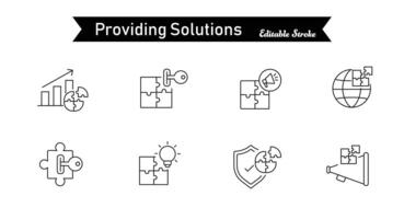 profissional Solução de problemas ou fornecendo soluções ícones para seu Próximo projeto ou apresentação. vetor