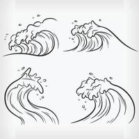 doodle onda oceânica esboço desenhado à mão desenho vetorial de praia vetor