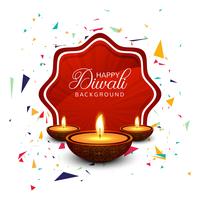 Lindo cartão de felicitações para festival feliz diwali fundo vec vetor