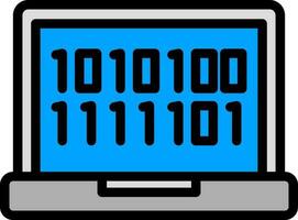 vetor ilustração do binário código dentro computador portátil tela.