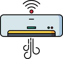 Wi-fi conectado ar condicionador ícone dentro plano estilo. vetor