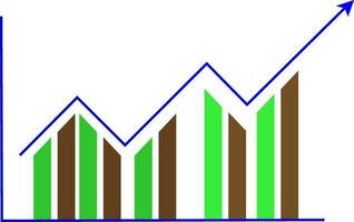 verde e Castanho crescimento gráfico com azul seta. vetor