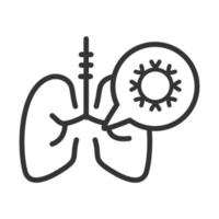 Ícone de estilo de linha de infecção pulmonar doente covid 19 pandêmica vetor