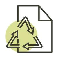 ícone de estilo de linha de reciclagem de papel ecologia de energia sustentável alternativa vetor