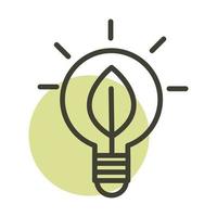 ícone de estilo de linha de energia sustentável alternativa folha de lâmpada vetor