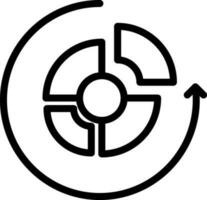 circular seta com torta gráfico ícone dentro fino linha arte. vetor