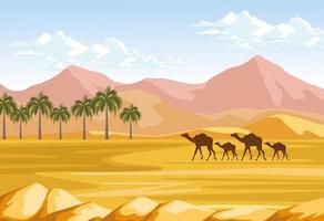 palmas e camelos vetor