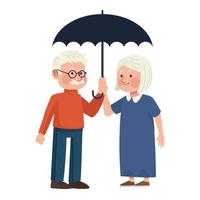 casal de avós com guarda-chuva vetor