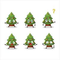 desenho animado personagem do verde Natal árvore com o que expressão vetor