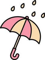 plano estilo guarda-chuva e chuva ícone. vetor