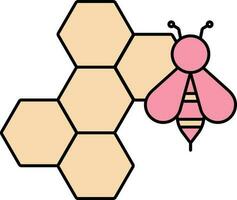 querida abelha internet ícone dentro pêssego amarelo e Rosa cor. vetor