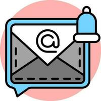 o email notificação Sino ícone dentro azul e cinzento cor. vetor