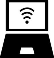 Wi-fi conectado computador portátil ícone ou símbolo. vetor