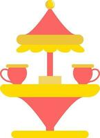cafeteria mesa com dois copo debaixo guarda-chuva dentro amarelo e vermelho cor. vetor