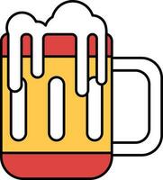 Cerveja caneca ícone dentro vermelho e amarelo cor. vetor