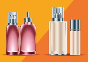 quatro frascos de produtos para a pele definir ícones vetor