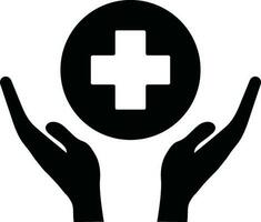 mão segurando mais placa ícone para cuidados de saúde conceito. vetor