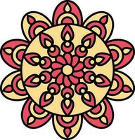circular mandala flor vermelho e amarelo ícone. vetor