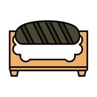 Menu oriental de sushi em linha de tábua e ícone de estilo de preenchimento vetor