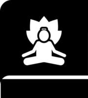 Preto e branco ioga livro ícone ou símbolo. vetor