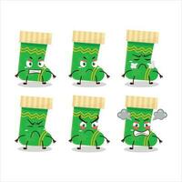 verde Natal meias desenho animado personagem com vários Bravo expressões vetor