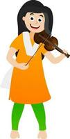 desenho animado personagem do uma menina jogando violino. vetor