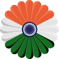 isolado indiano nacional bandeira cor floral crachá dentro plano estilo. vetor
