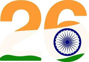 vinte seis janeiro, república dia, indiano nacional bandeira tricolor ícone dentro plano estilo. vetor