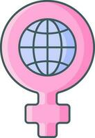 isolado colorida feminismo placa com globo ícone dentro plano estilo. vetor