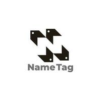carta n nome tag negativo espaço logotipo vetor