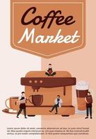 modelo de vetor plano de cartaz do mercado de café