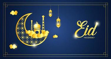 Fundo eid mubarak com elemento islâmico vetor