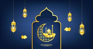 Fundo eid mubarak com elemento islâmico vetor