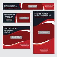 pacote de banner com curvas vermelhas para mídia social vetor