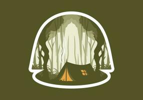 colorida plano ilustração do acampamento dentro a selva vetor