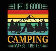 vida é Boa acampamento t camisa Projeto vetor