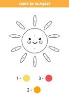 Colorir nuvem kawaii fofa com planilha de sol fofa para crianças vetor