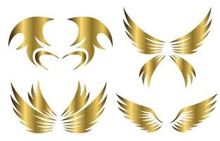 conjunto de ilustração vetorial de design de logotipo de asas de animais em ouro adequado para marca ou símbolo vetor