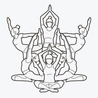 esboço feminino pose de ioga vetor