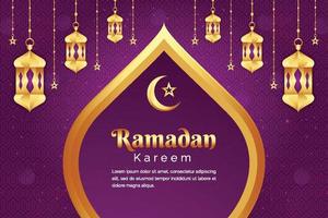 lindo fundo realístico preto e dourado ramadan kareem com lanternas vetor