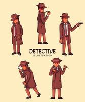 conjunto de ilustração de detetive