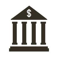 ícone de estilo de silhueta de edifício de banco vetor