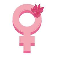 dia da mulher rosa gênero feminino e flores design vetor