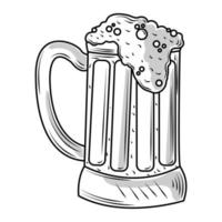 caneca com esboço de ícone de cerveja gelada isolado vetor