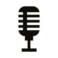 ícone de estilo de silhueta de áudio de microfone vetor