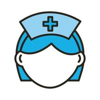 enfermeira linha feminina e ícone de estilo de preenchimento vetor
