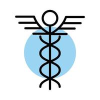ícone de estilo de linha do símbolo médico do caduceu