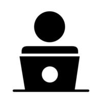 figura de empresário trabalhando em ícone de estilo de silhueta de laptop vetor