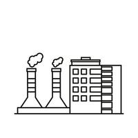 ícones de estilo de linha de chaminés e edifícios de fábricas da indústria vetor