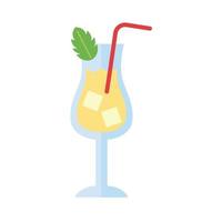 copo com ícone de estilo simples de bebida de folha de hortelã e coquetel vetor